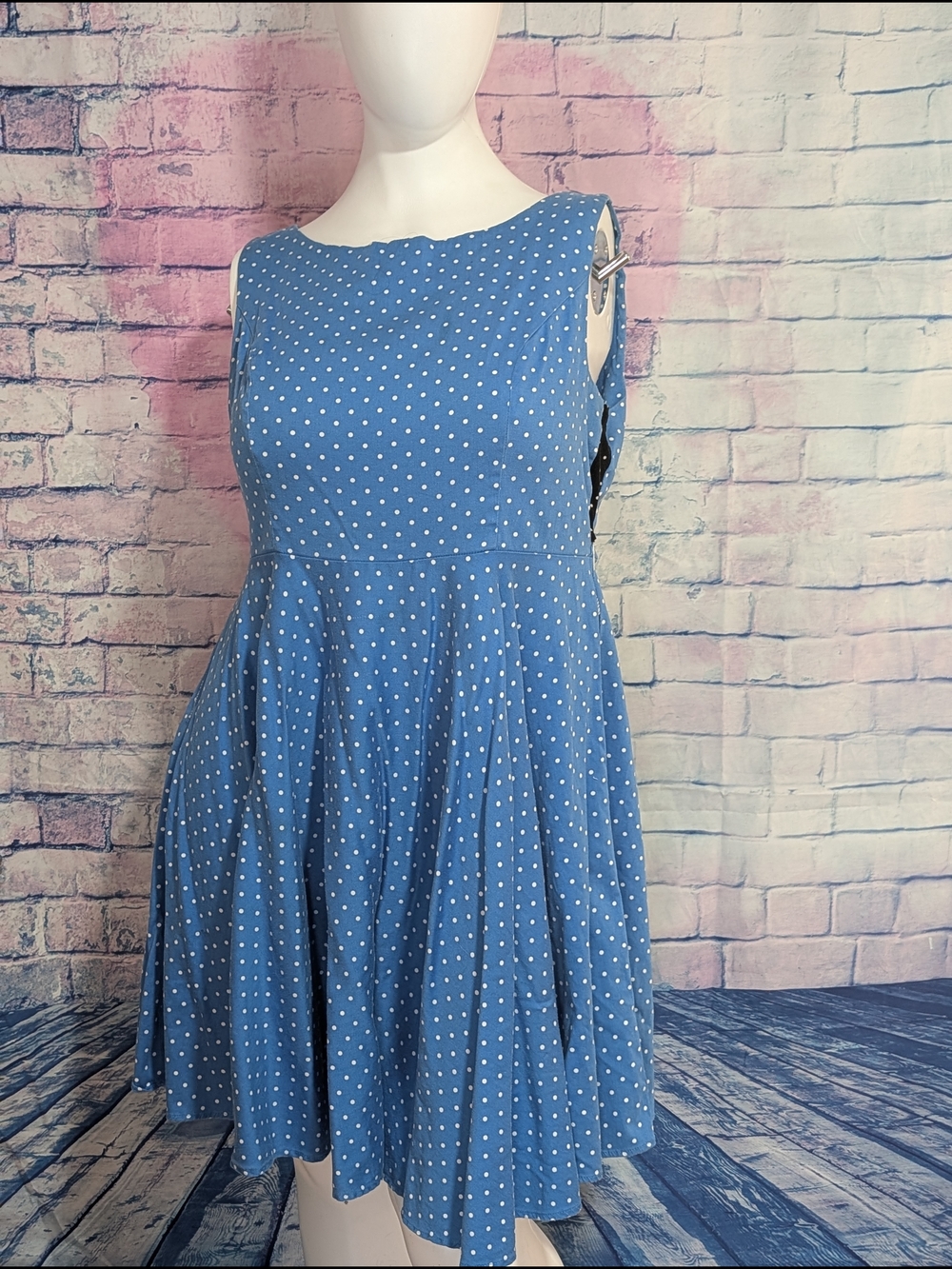 Grace Karin Blue Polka Dot Fit & Flare Mini Dress
